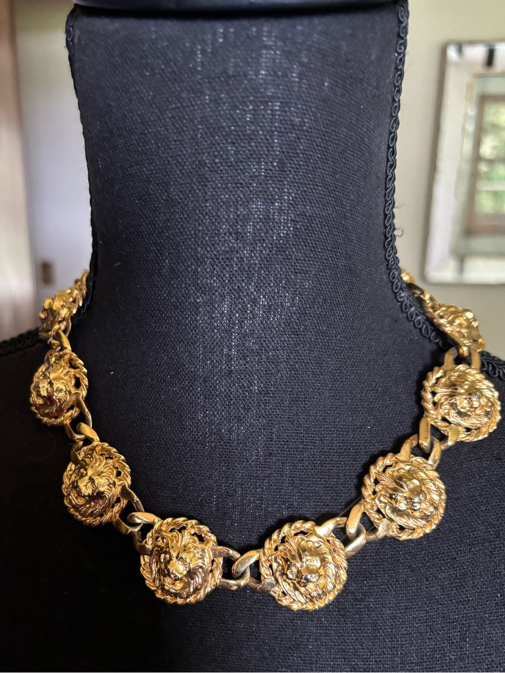 Anne Klein Iconic Gold Lion Head Coin Medallion Necklace Bracelet Earrings Set